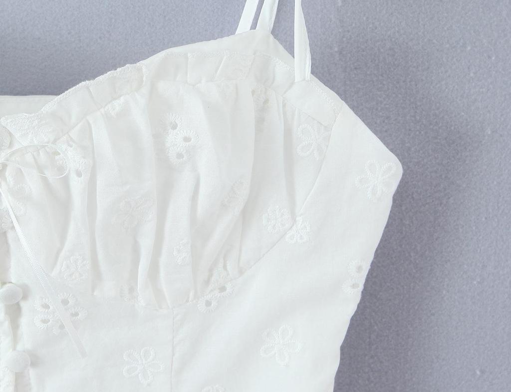 2026 French Style Women's Suit: Embroidered Bandeau Top + Low-Waist Lace-Up Skirt