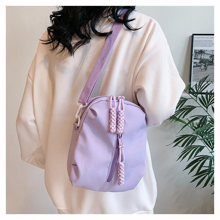 2024 New Women's Chest Bag Summer Small Fresh Casual Nylon Canvas Bag Street Fashion Cute Girl Minimal Crossbody Bag White Green Purple Black