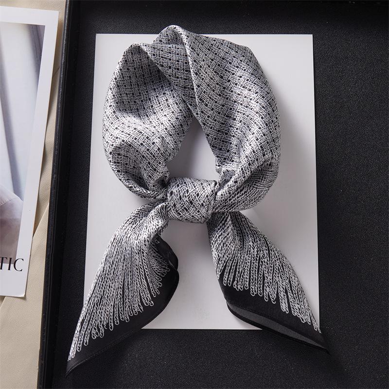 100% mulberry silk fashion fragrance 65cm silk square scarf plain crepe satin fashion black and white woven versatile women s silk scarf 68*68cm