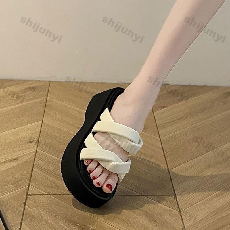 Women's Platform Sandals 2025 Summer Non Slip Outdoor Breathable Height Increase Slippers Comfortable Fashion Beach Casual Shoes