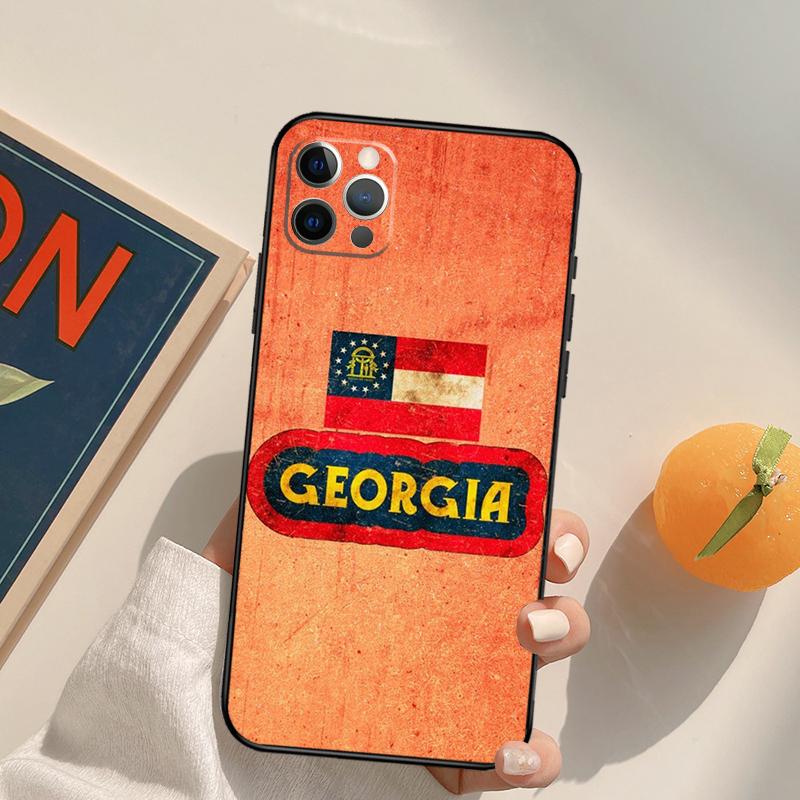 Georgia State Flag Funda Case For iPhone 16 Pro Max 14 11 12 13 15 Pro Max Mini XR 16e 15 16 Plus Phone Cover