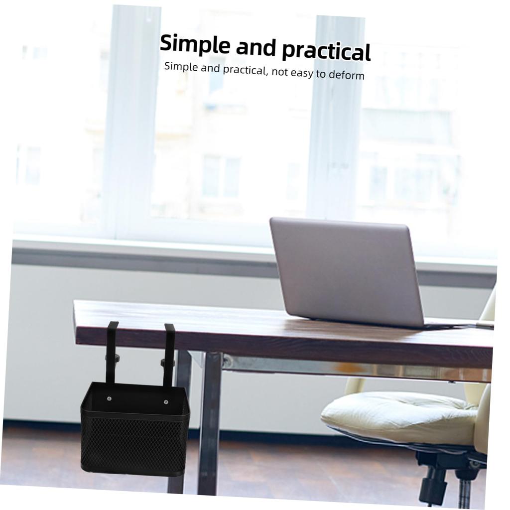 Housoutil Mesh Desk Easy Installation and Desk Storage Basket for Remote and Cable Small Office Storage Rack Clamp-on Tray, Damage-Free Storage,
