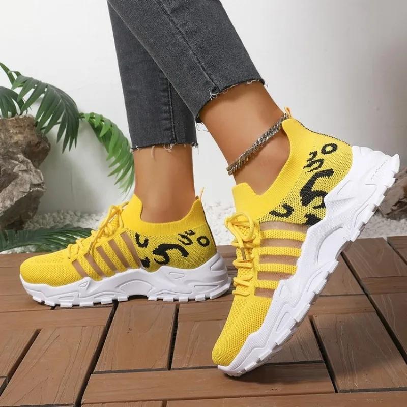 Fashion Platform Sneakers Thick Sole Breathable White Sports Shoes Women Sneakers Mesh Lace-up Fashion Outdoors Walking Shoes