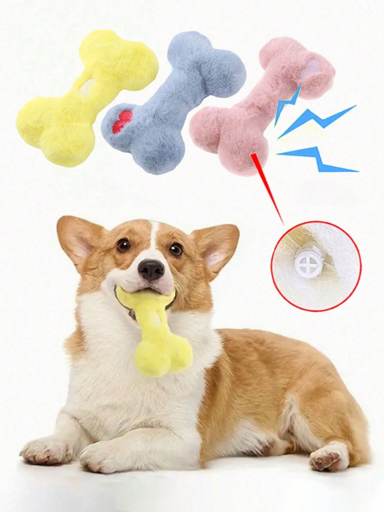 Dog Toy - Squeaky Calming Dog Toy, Suitable For Puppy, Large Dog Toy, Chewing Squeaky Puppy Interactive Fetch Toy - Small Bone