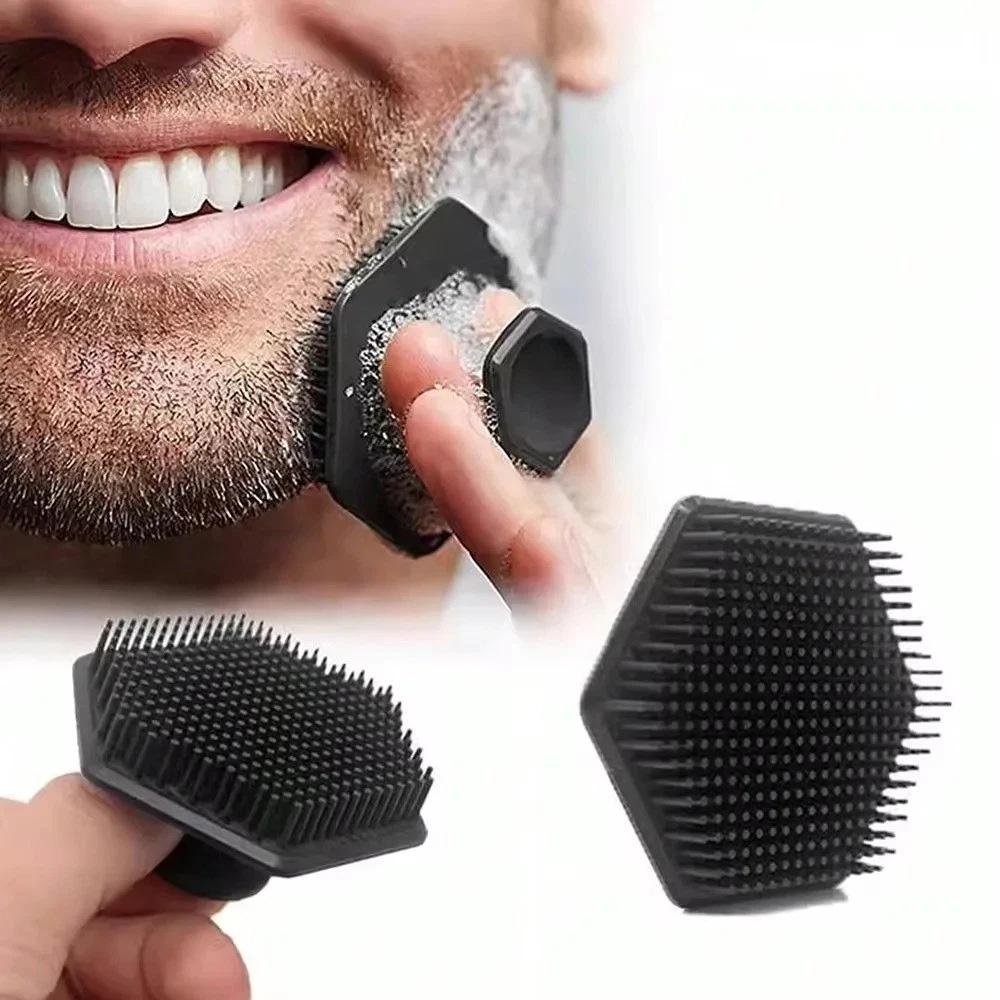 Hexagonal Silicone Face Brush - Gentle on Skin, Perfect for Men's Shaving Prep Deep Cleans Beard & Exfoliates Skin Gently