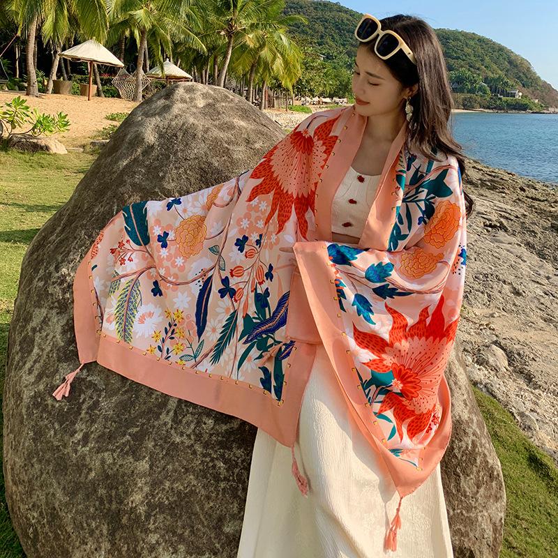 180*90cm Écharpes de Voyage Plage Crème Solaire pour Femmes Bikini Grand Paréo Écharpe Wrap Maillot de Bain Brésilien Cache-Maillots Châles