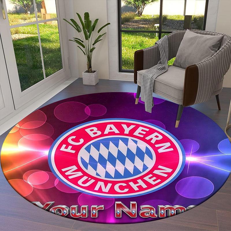 FC Bayern Munchen Custom Name Round Area Rug,Carpet Rug for Living Room Bedroom Sofa Playroom Decor,Non-slip Floor Mat