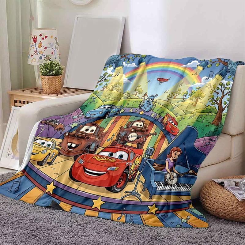 1pc Mcqueens Adventure Flannel Blanket Soft Warm Throw Blanket for Bedroom Living Room Bed Travel Camping Picnic Gift. M730048