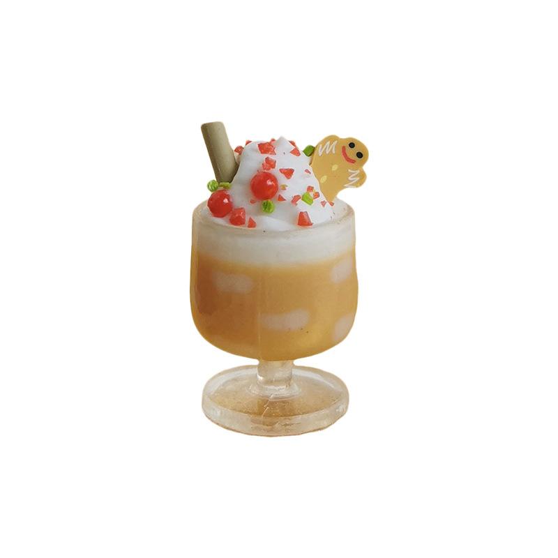 1Pcs Diy Dolls Accessories Cute Christmas Gingerbread Man Miniature Dollhouse Fruit Ice Cream Mini Ice Drink For Xmas Kids Gift