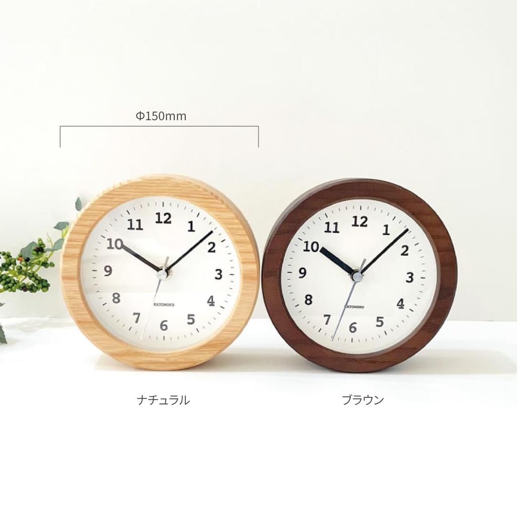 KATOMOKU Dual Use Clock 5 Brown Hanging Radio Clock Continuous Second Hand Diameter 15cm km-112BRRC