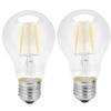 2 Pack E27 LED Filament Bulbs 220V A60 LED Light Bulbs Clear Glass 360 Degree Beam Angle Filament Light Bulbs Outdoor