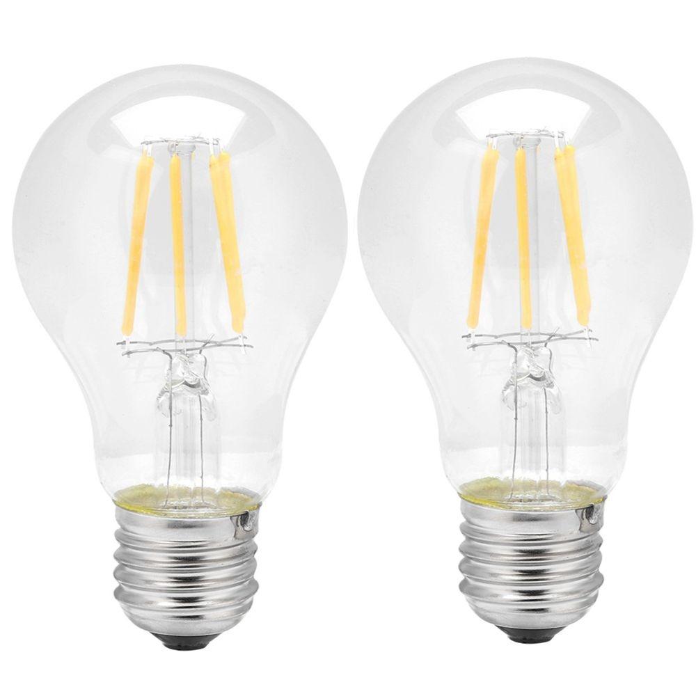 2 Pack E27 LED Filament Bulbs 220V A60 LED Light Bulbs Clear Glass 360 Degree Beam Angle Filament Light Bulbs Outdoor