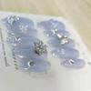 100% HANDMADE Almond Shape Artificial Nail Art Rotatable Snowflake Translucent Blue-purple Nails Reusable and Removable Fake Nails