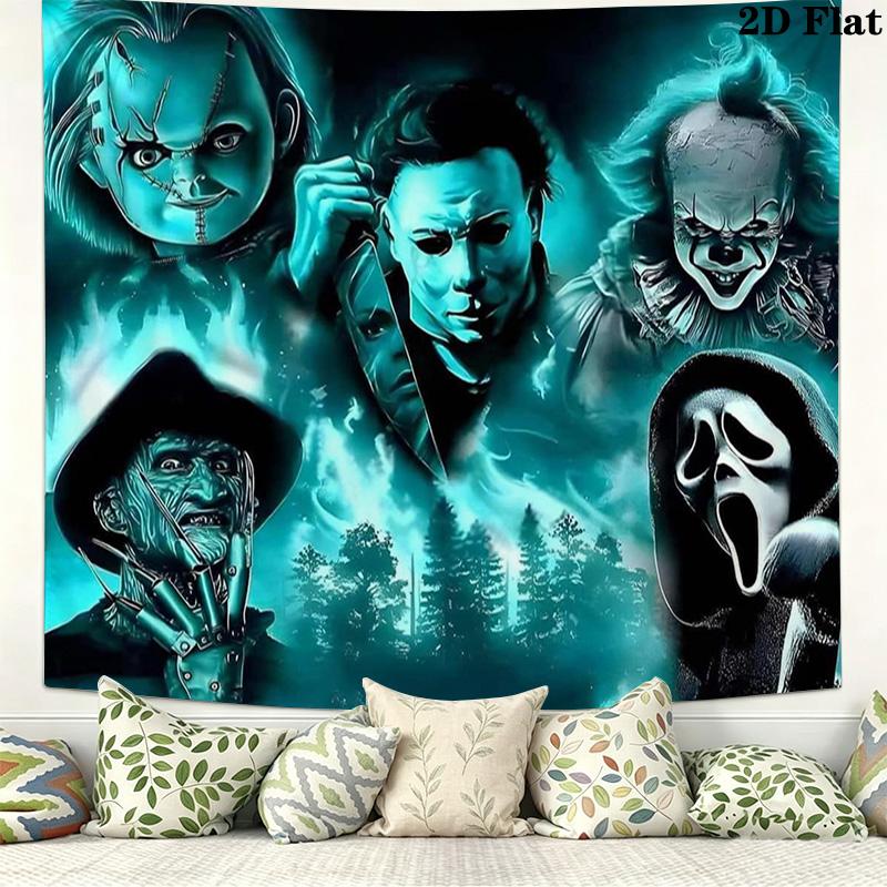 Horror Halloween Wall Tapestry Aesthetic Wall Hanging Printed Fabric Blanket Decorative Tapestries for Bedroom Living Room Home Decor