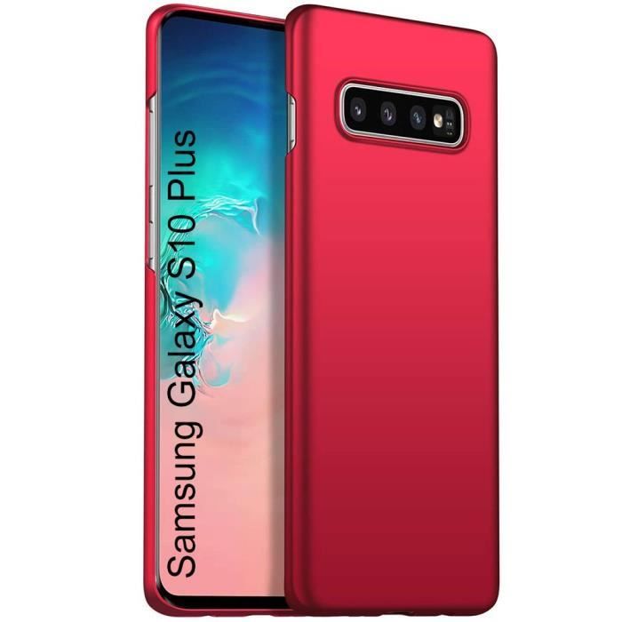 Coque de Protection - PROSHOP - Samsung Galaxy S10 Plus - Silicone Rouge - Anti-Choc - 3 Couches
