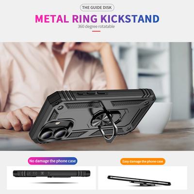 For iPhone 16 Plus Case PC+TPU Dual Layer Protection Kickstand Phone Cover