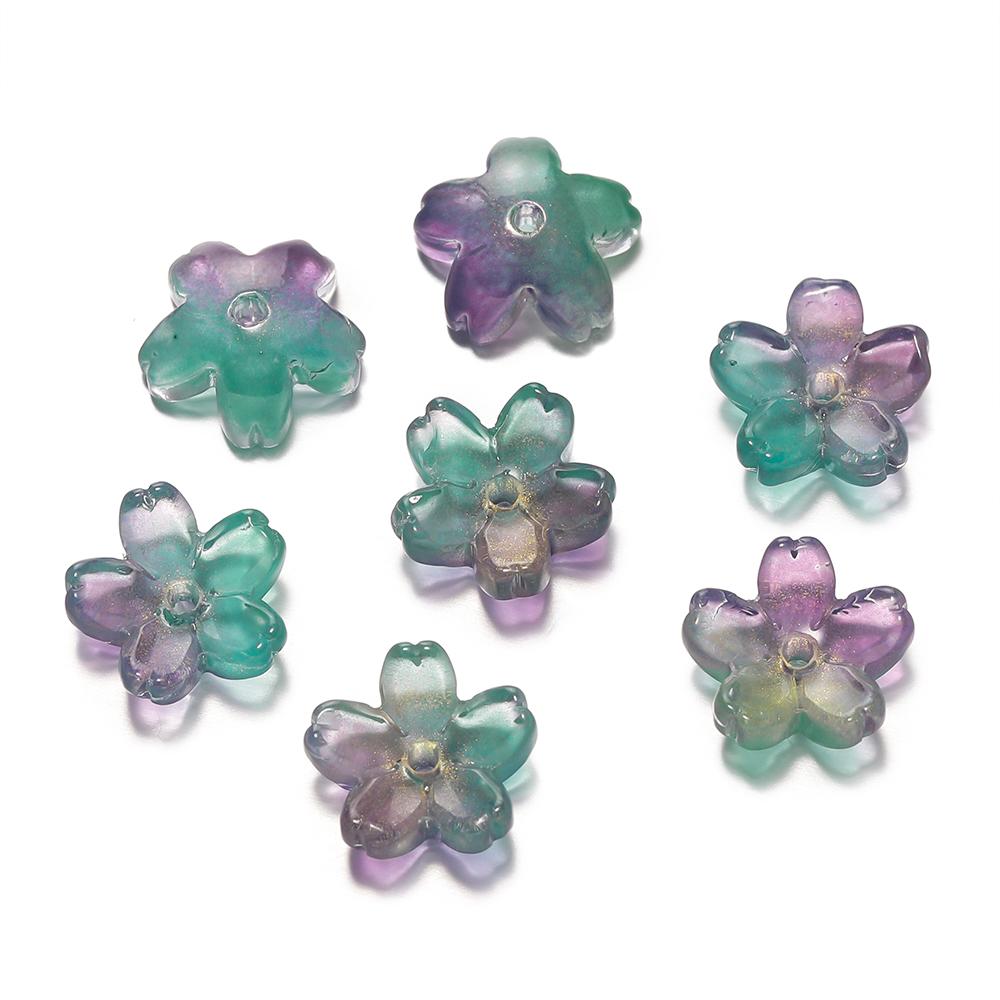 10Pcs/lot Glass Gradient Beads Cherry Blossom Scattered Beads Handcrafted DIY Production Jewelry Craft  Bracelet Accessories