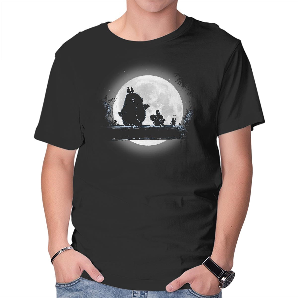 Unisex Crew Neck T-Shirt Hakuna Totoro Graphic Short Sleeve Casual Tee M