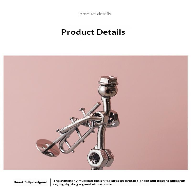 Retro Ironwork Band Ornament Metal Electroplating Mini Music Minimalist Guitar Violin Decoration Handicraft Classical Gift