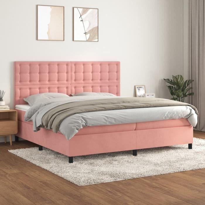 VidaXL Lit à sommier tapissier avec matelas Rose 200x200 cm Velours - Modèle 3143288