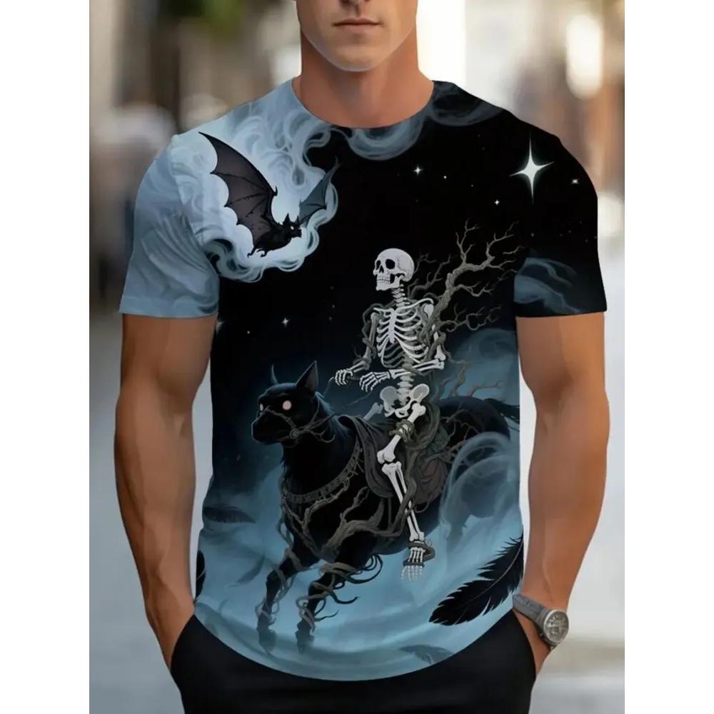 Men's Ghost Casual Versatile Top Daily Comfort Short Sleeve Fashion T-Shirts Men’s