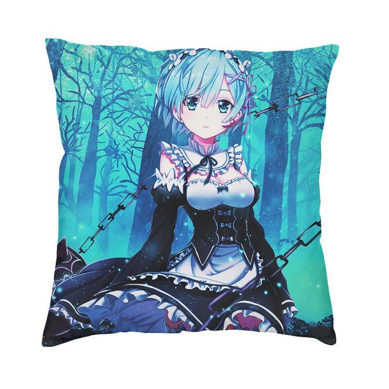 Anime Animation Novel Re Zero Cushion Cover 45x45cm Decoration Print Rem Throw Pillow Case for Living Room Doublesided