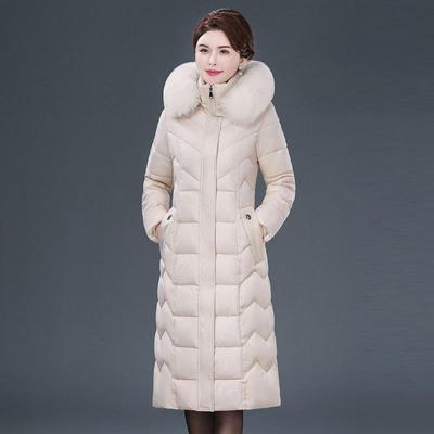 Winter Mid-length Down Jacket Over The Knee Plus Size Thickened Coat for Middle-aged and Elderly Mothers