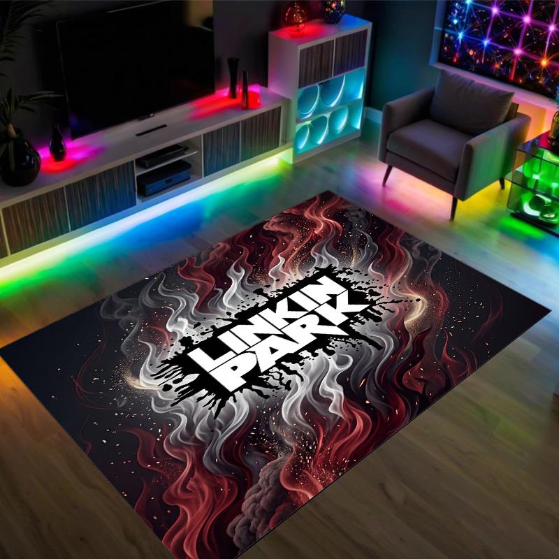 Linkin Park Design Crystal Velvet Carpet Cozy Non?Slip Printed Rug For Bedroom Living Room Entrance