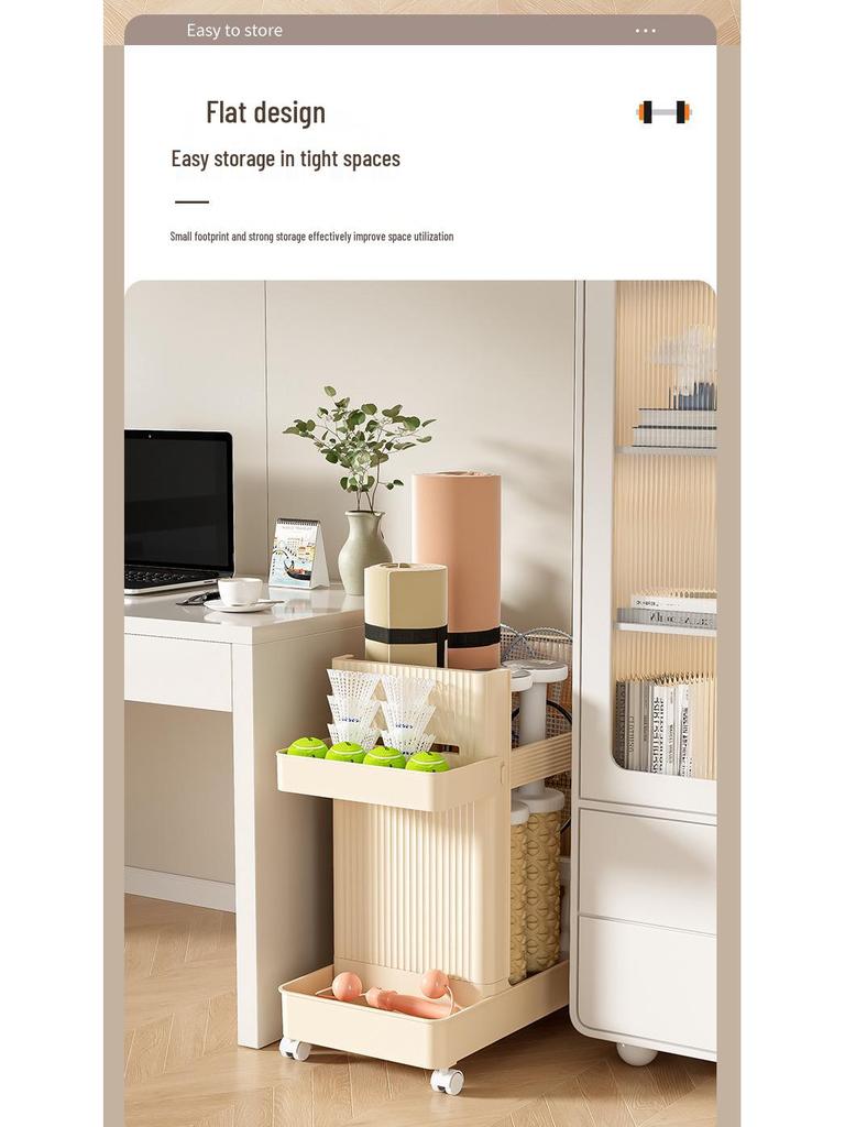 Movable Storage Rack for Yoga Mats, Fitness Gear, and Badminton Equipment