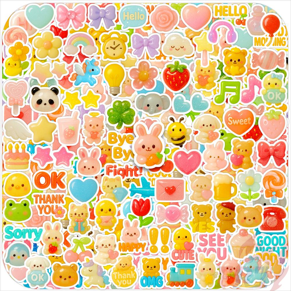 120Pcs/Set 3D Funny Candy Color Styles Art . Kids Rewards Mini Diary Manual Stickers DIY Scrapbooks Album Decor Decals Stickers