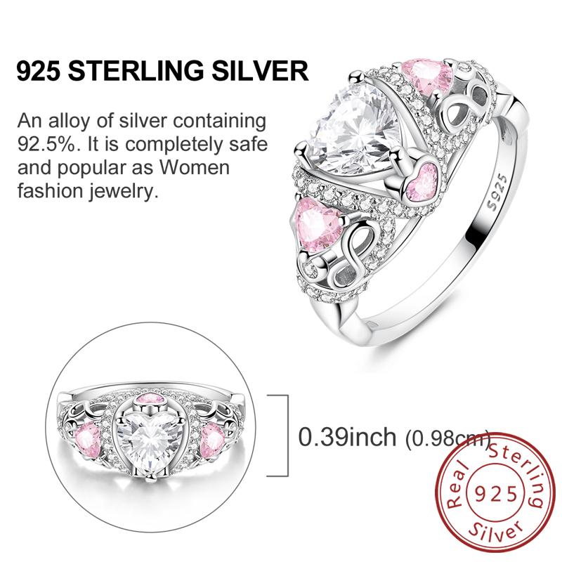 Latest Genuine Copper Rings Pink Bow Heart Love Stackable Ring For Women Girl Engagement Weddling Party Jewelry Creation Anniversary