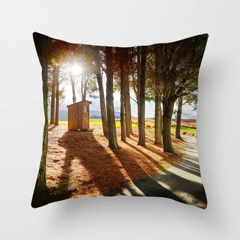 Beautiful Natural Landscape Printing Pillowcase Sofa Decoration Car Office Seat Cushion Cover Room  Home