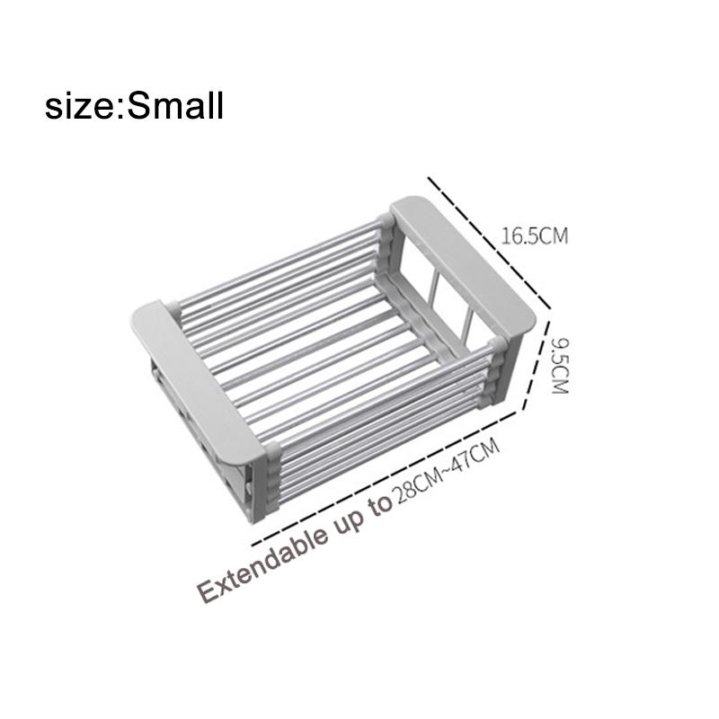 Stainless Steel Kitchen Sink Drain Rack Telescopic Utensil Rack Fruit Vegetable Washing Storage Rack Household Kitchen Accessory