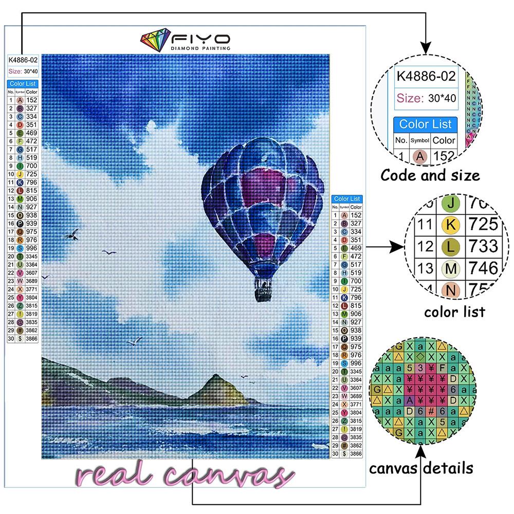 5D DIY Diamond Painting Hot Air Balloon Cross Stitch Diamond Art Embroidery  Mosaic Home Deco