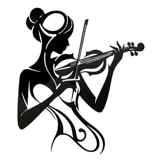 

Music Wall Art Black 2D Flat Woman Playing Violin Silhouette Metal Sculpture Feminine Wall Decor for Music Room Studio Housewarming Gift чёрный