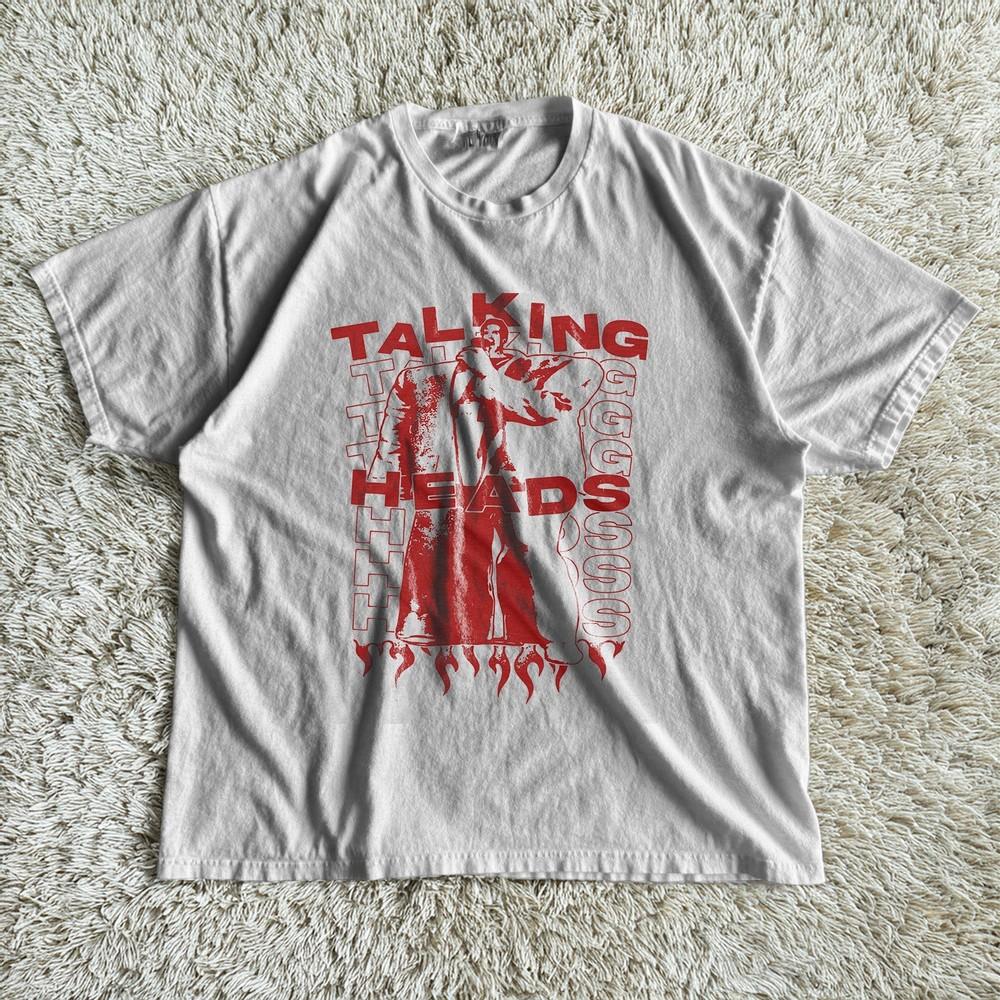 Talking Heads Tee 80s New Wave Concert Shirt White Cotton Tshirt Unisex T-Shirt L