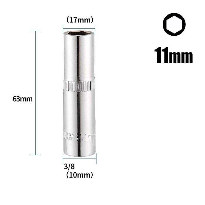 1PC 3/8in Deep Socket Adapter Hex Socket Wrench Heads Ratchet Tool 8-24mm 1/2Drive 6 Point Socket For Impact Deep Socket Adapter