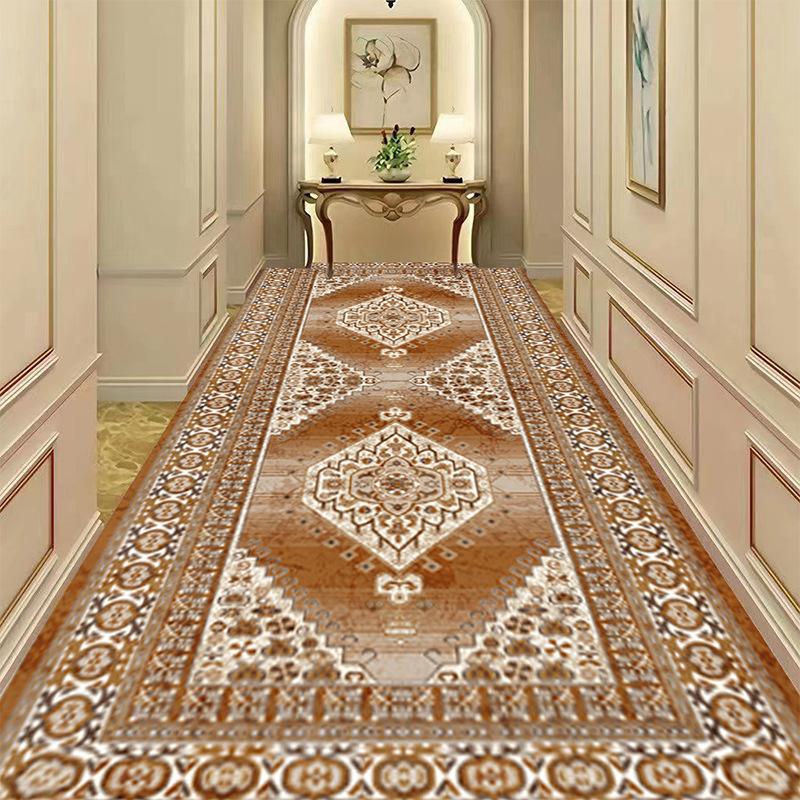 Retro Long Corridor Carpet Luxury Decoration Home Hallway Rug Non-slip Washable Stair Passageway Runner Foot Mat Customizable