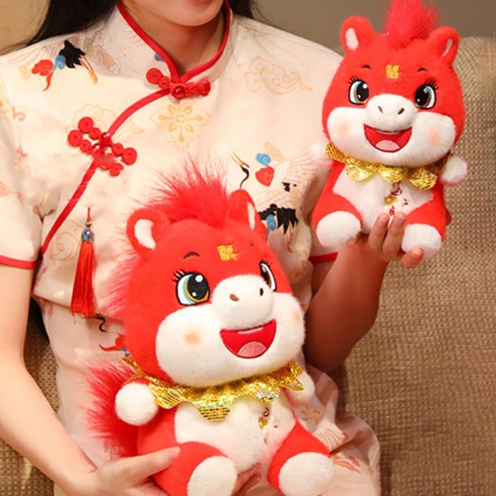 Good Luck Horse Plush Doll Mascot Dolls Zodiac Pony Figurine Funny Stuffed Horse Toy  Year of Horse