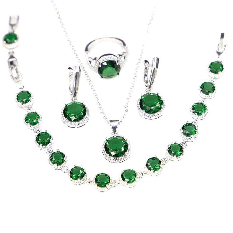 

Аксессуары Женские универсальные круглые аксессуары Кольцо Браслет Циркон Ожерелье Серьги Набор, многоцветный по желанию size 8 ring four-piece set зелёный