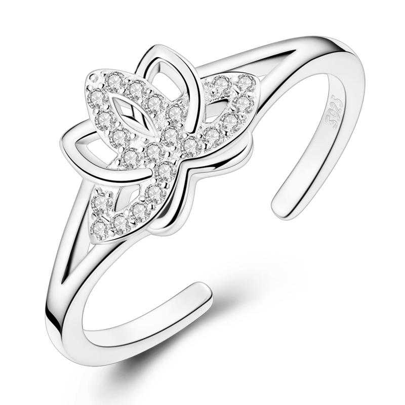 Adjustable Ring 925 Silver Fire Dragon Blossom Flower Clover Open Rings For Women Wedding Jewelry Gift
