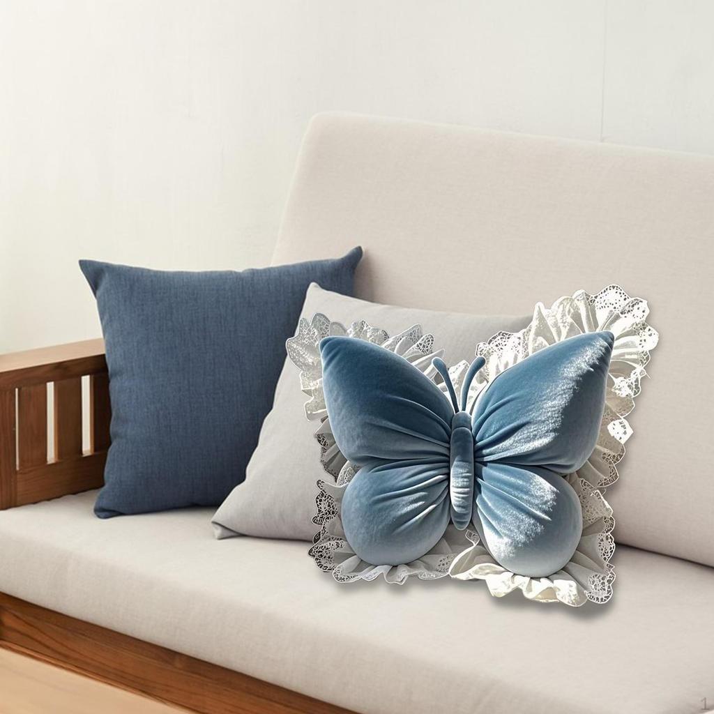 Butterfly Decorative Pillow Back Cushion Ornament, 19.69''x15.75'' Waist Support Sofa Throw