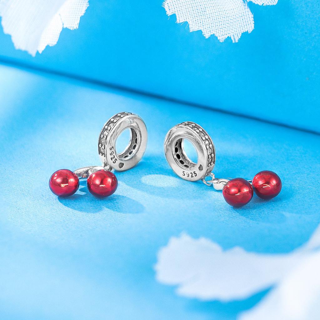 Copper Cute Cherry Pendants Bracelet Charms Fit Bangle For Women Jewelry Party Beads Fine Gifts Diy Accessories
