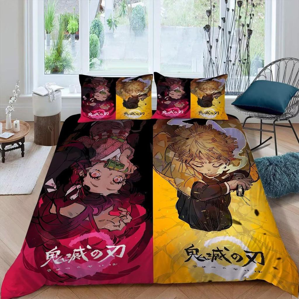 Anime Girl Three-Piece Quilt Cover 3D Digital Printing Bedding Set Bed Cover