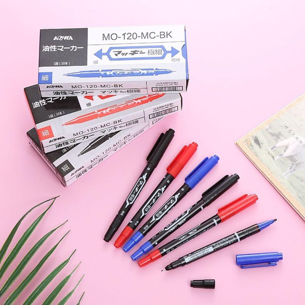 10 Stück/Karton Plastik Doppelend-Marker Schnelltrocknender Schreibstift Neuer Markerstift