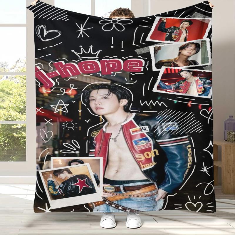 Jung Hoseok J Hope Kpop B-BTS Flanelldecke, Ultraweiche Warme Plüschdecke für Zuhause Schlafzimmer Bett Sofa Abdeckung Büro Camping Geschenk