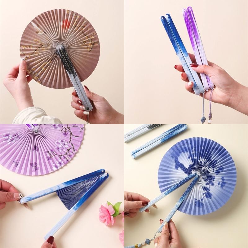 Round Magnetic Folding Hand Fan Compactly Coolings Fans For Outdoor Game Christmas Decorations Festival Performances