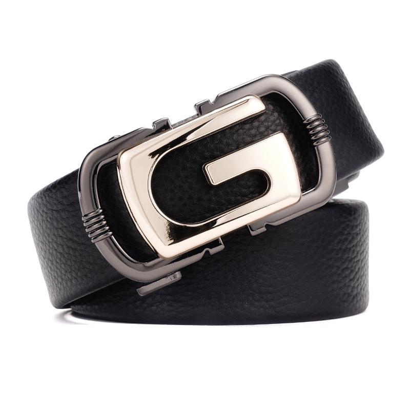 Men'S Belt Leather High-End Business Belt First Layer Cowhide Casual Versatile Automatic Buckle Belt Men