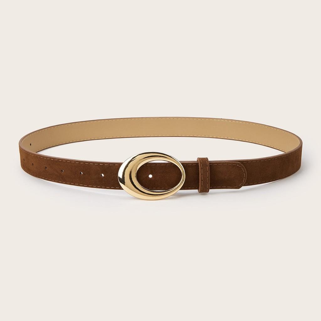 Minimally Retro Gold Ring Buckle Decorative Suede Women Casual Belt For Fashion Accessories