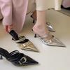 Muse pointed half slippers women wear summer new belt buckle bag head cool slippers high heels women